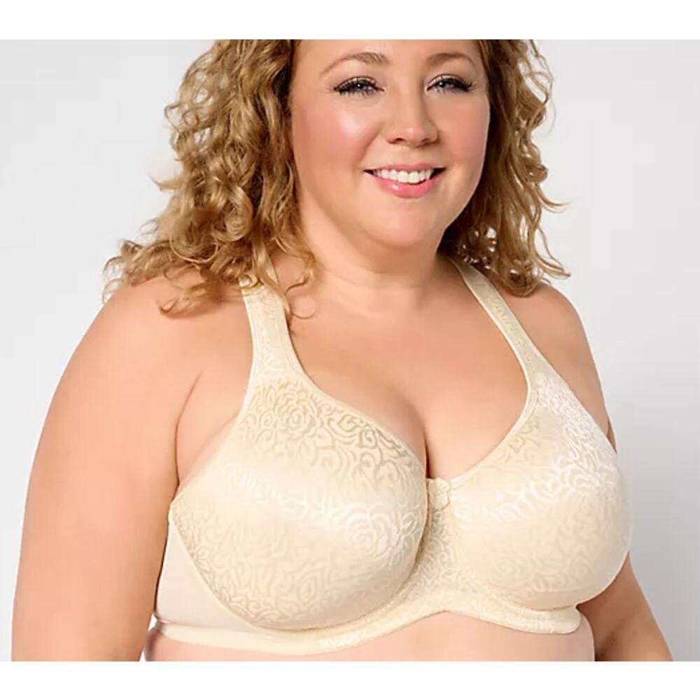 Breezies QVC 44D Champagne Wild Rose Seamless Underwire Support Bra core